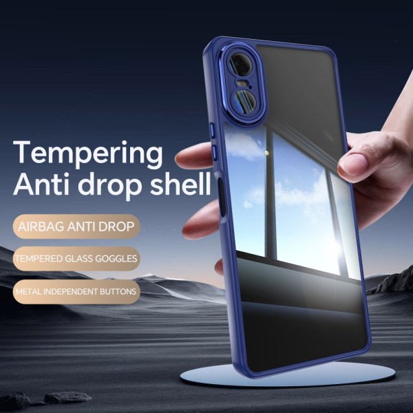 SKALO Sony Xperia 10 VI Silky Touch TPU + Akryl Metallknappar Skal - Mörkblå Mörkblå