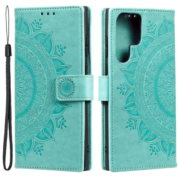 SKALO Samsung S24 Ultra Mandala lompakkokotelo - Turkoosi Turquoise
