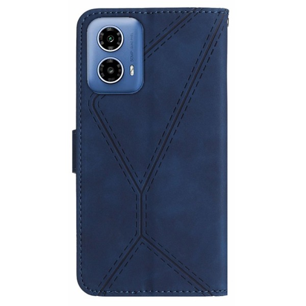SKALO Motorola Moto G04 Kohokuvioitu PU Nahka Lompakkokotelo - Sininen Blue
