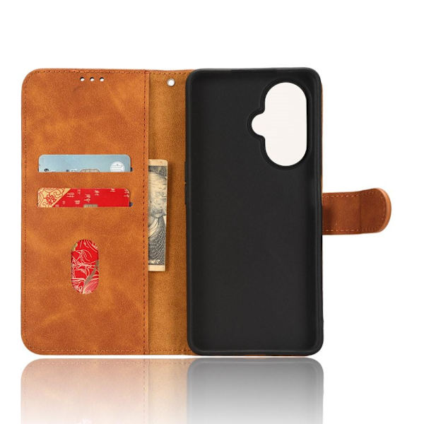 SKALO OnePlus Nord CE 3 Lite 5G Matt PU-læderpungetui - Brun Brown