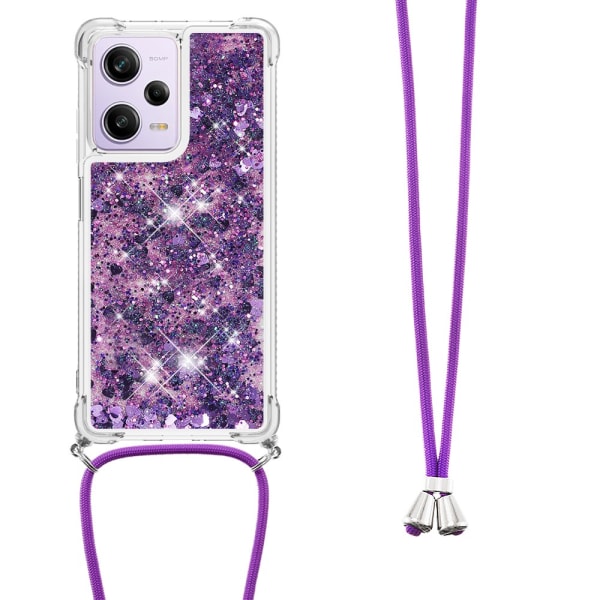 SKALO Xiaomi Redmi Note 12 Pro 5G Kvicksand Glitter Mobilhalsband - Lila Lila