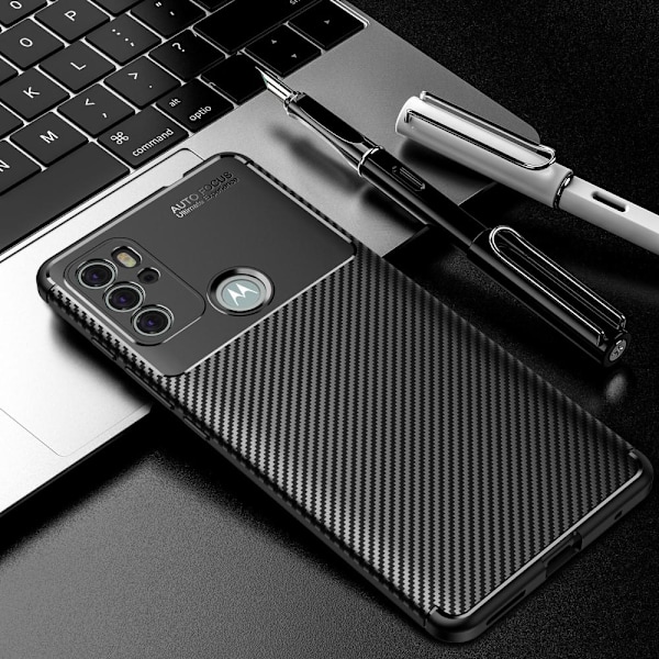 SKALO Moto G60S Carbon Fiber TPU-skal - Svart Svart