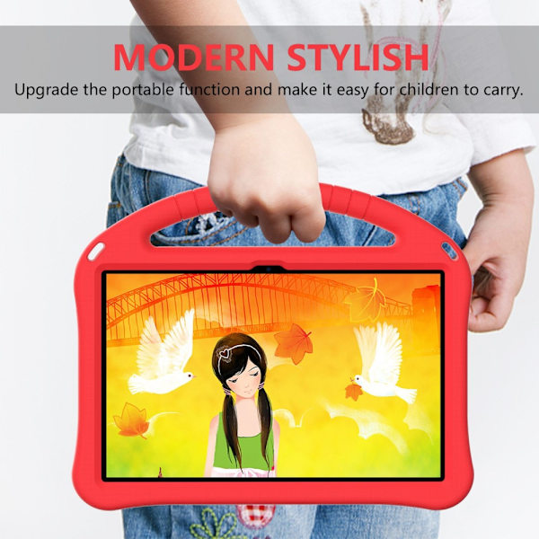 SKALO Lenovo Tab M10 Plus 10.6" (Gen 3) Barnskal med handtag och ställ - Röd Röd