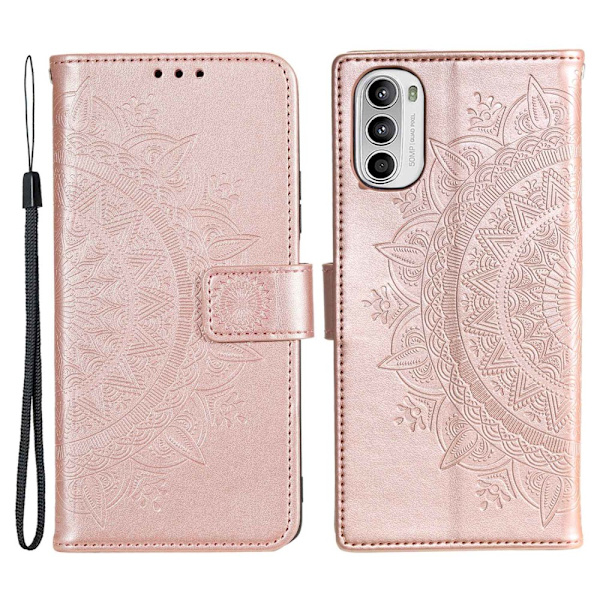 SKALO Motorola Moto G52 Mandala Plånboksfodral - Roséguld Rosa guld