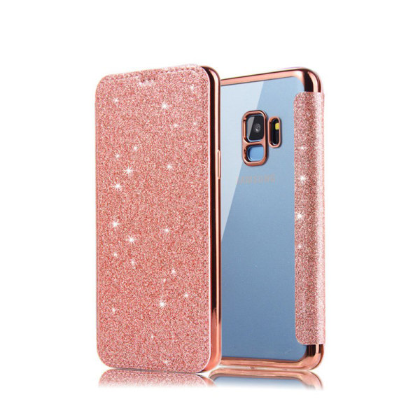 SKALO Samsung S9 Plånboksfodral TPU Ultraslim Glitter - Fler fär Guld