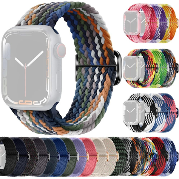 SKALO Flätat tygarmband Apple Watch Series 7-9 45mm - Fler färger multifärg