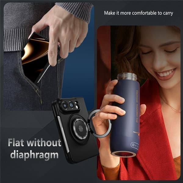 SKALO 360° Ring Kickstand Deksel til iPhone Duo - Musta Black