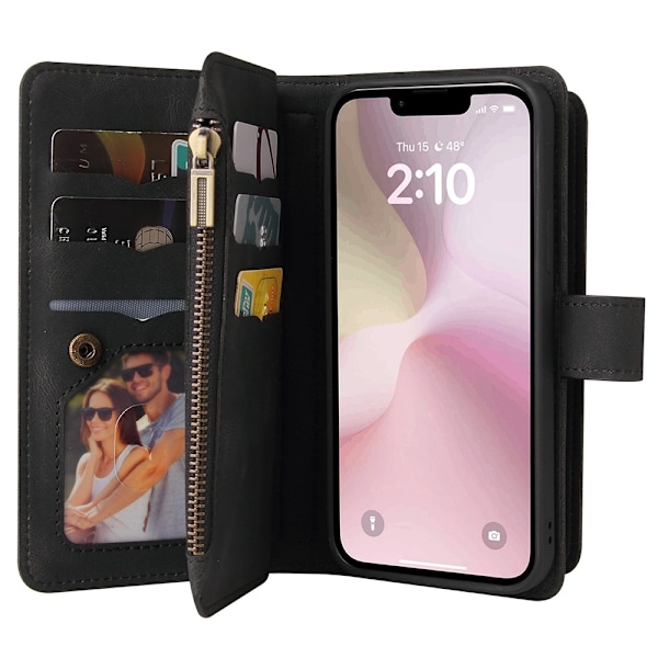 SKALO iPhone 16e KT-2 Big Wallet 17-FACK Plånboksfodral - Svart Svart