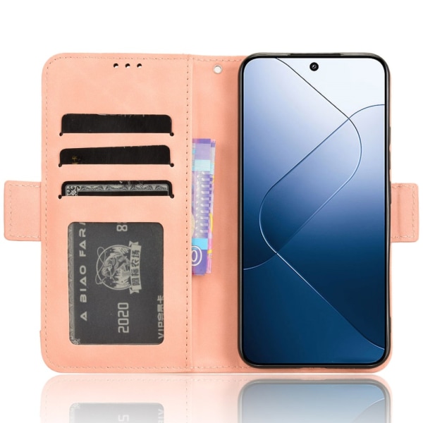 SKALO Xiaomi 14 5G 6-lokeroa Lompakkokotelo - Pinkki Pink