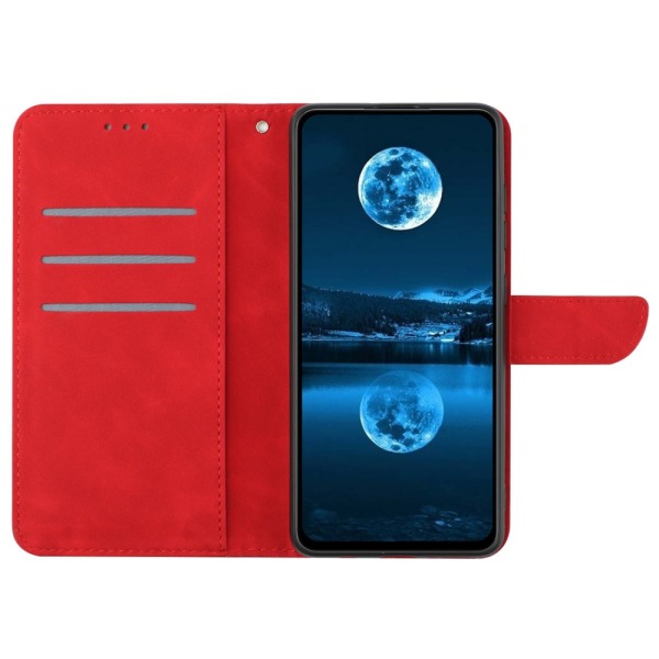 SKALO Samsung A15 4G PU læderpung med prægning - Rød Red