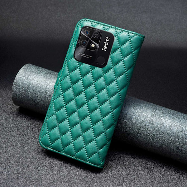 SKALO Xiaomi Redmi 10C BINFEN COLOR Quiltat Plånbok - Grön Grön