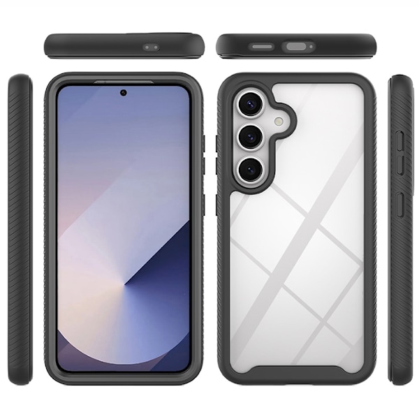 SKALO Samsung S25 Shockproof Clear Hybrid Suojakuori - Musta Black