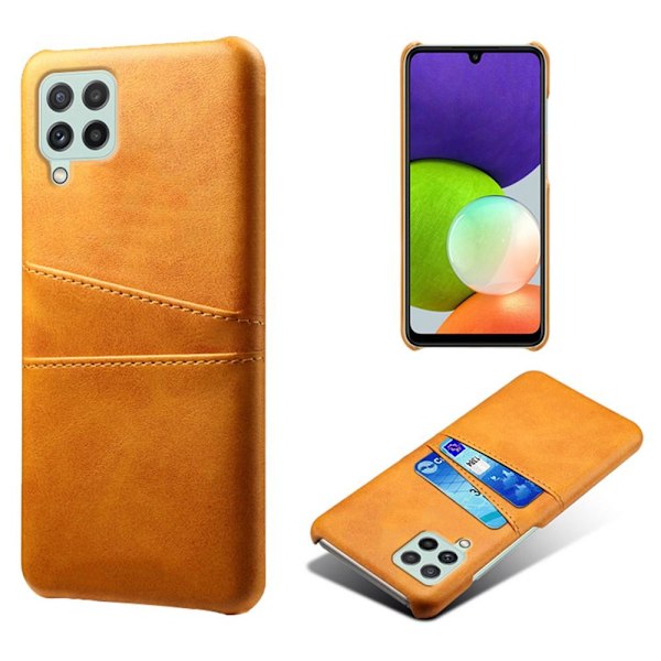 SKALO Samsung A22 4G PU-Läder Korthållare Skal - Ljusbrun Ljusbrun