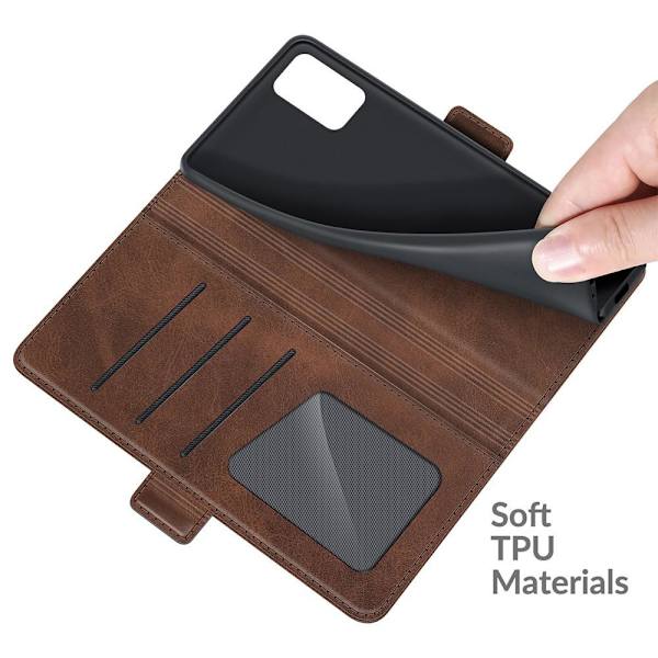 SKALO Samsung A02s / A03s Premium Plånboksfodral - Mörkbrun Dark brown