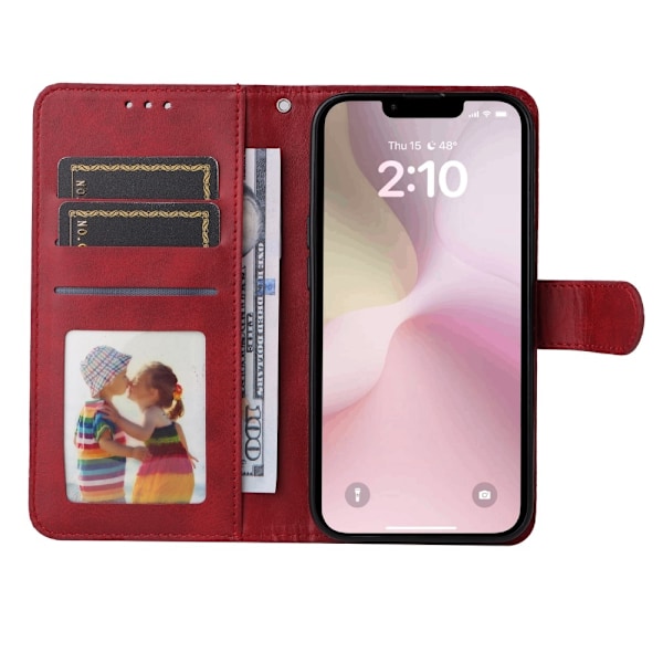 SKALO iPhone 16e PU-læder Flip Cover - Vælg farve Red