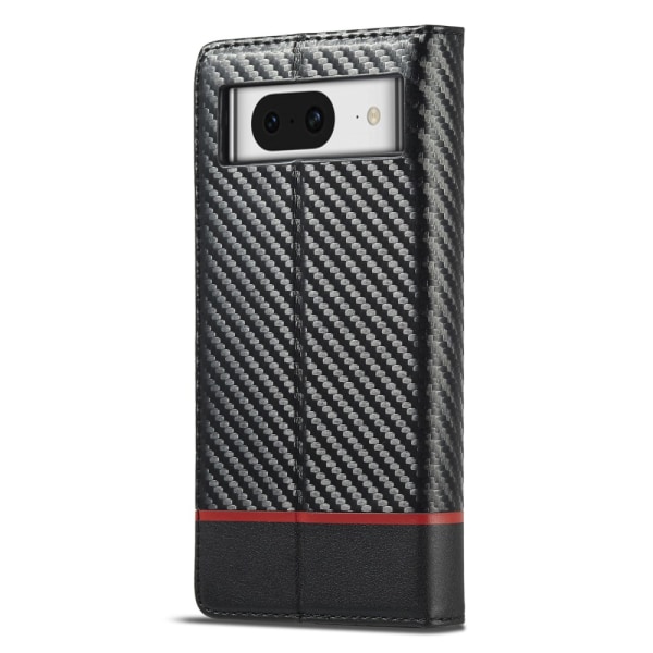 SKALO Google Pixel 8 LC.IMEEKE Carbon Fiber Pungetui i PU-læder - Sort Black