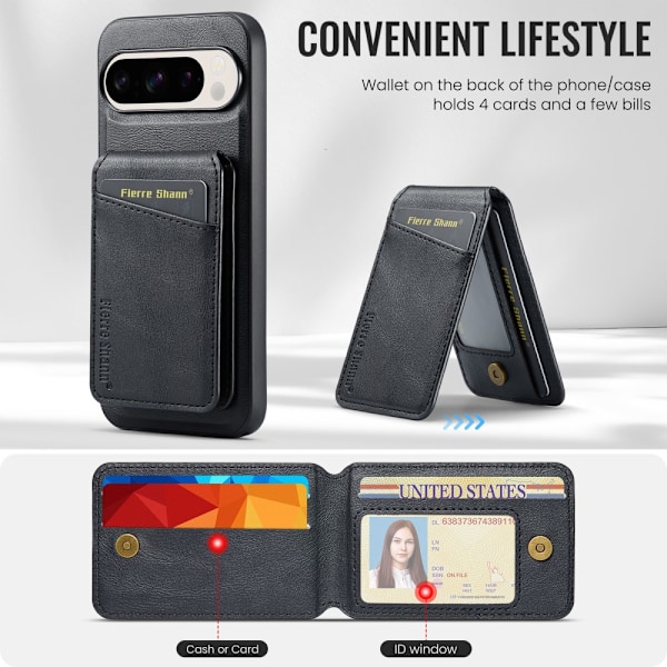 FIERRE SHANN Google Pixel 9/9 Pro 025-series Cover+Pung - Sort Black