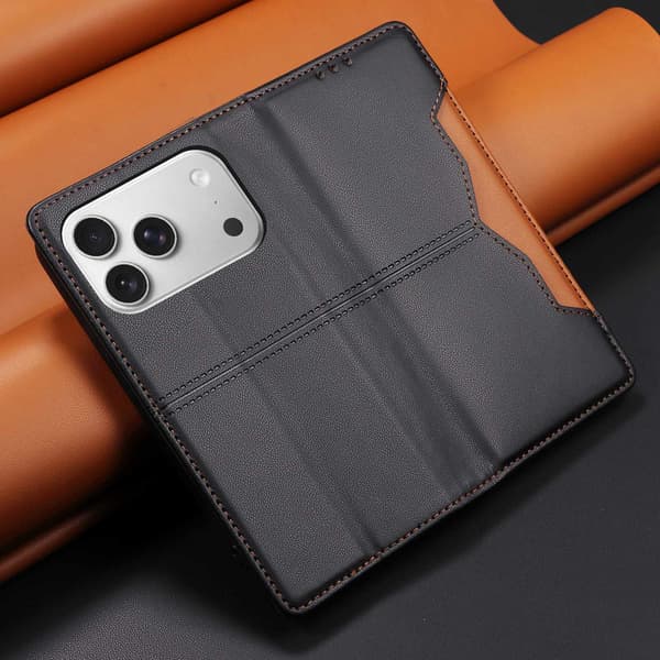 SKALO PU-Læder Flip Cover til iPhone 18 Pro - Sort Black