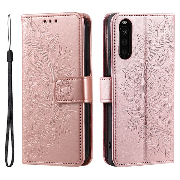 SKALO Sony Xperia 10 VI Mandala Flip Cover - Rosa guld Pink gold