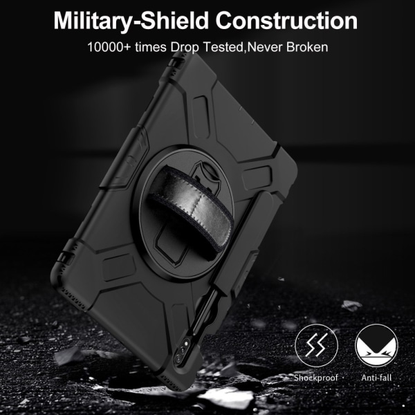 SKALO Samsung Tab S8 Ekstra stødsikker Armor ringskal med skulde Black