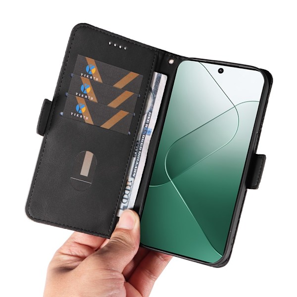 SKALO Xiaomi 14 5G Tikattu Lompakko - Musta Black