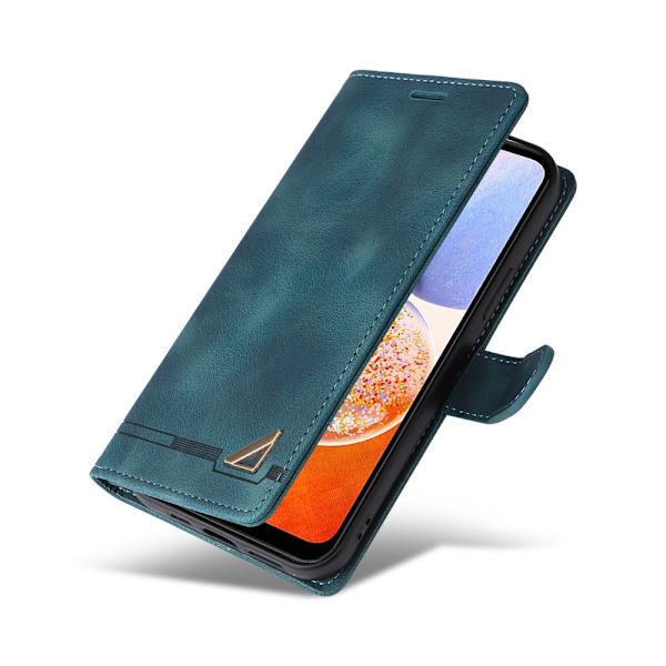 SKALO Samsung A14 4G/5G Flip Cover m. pung i PU-læder - Blå Blue