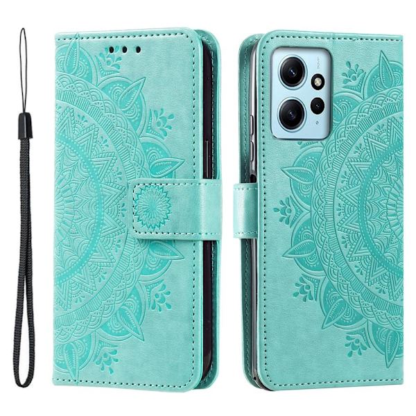 SKALO Xiaomi Redmi Note 12 4G Mandala lompakkokotelo - Turkoosi Turquoise