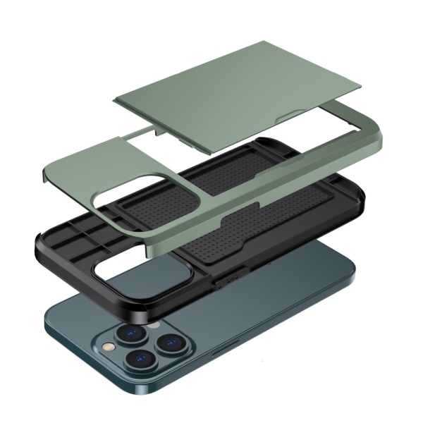SKALO iPhone 14 Pro Armor Skal Korthållare - Grön Grön