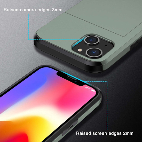 SKALO iPhone 14 Plus Armor Skal Korthållare - Grön Grön