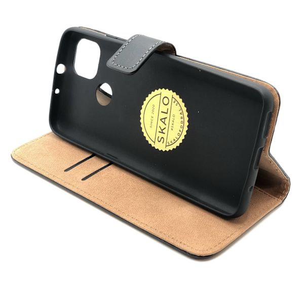 SKALO Moto G9 Power Plånboksfodral Äkta Skinn - Fler färger Vit