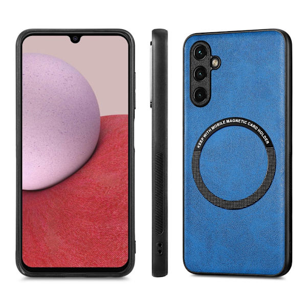 SKALO Samsung A14 4G/5G PU-Läder Hybrid Magnetring Skal - Blå Blå