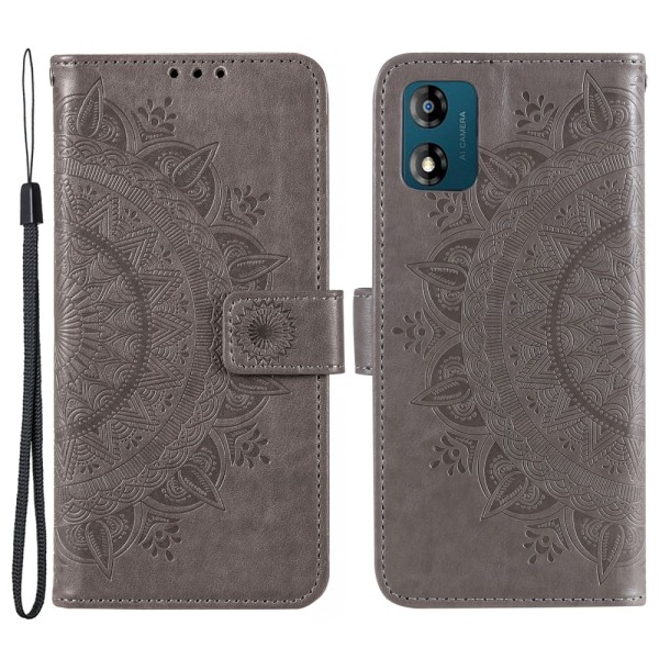 SKALO Motorola Moto E13 4G Mandala Flip Cover - Grå Grey