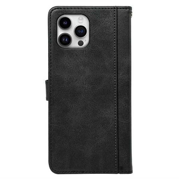 SKALO iPhone 16 Pro Max Flip Cover m. pung i PU-læder - Sort Black