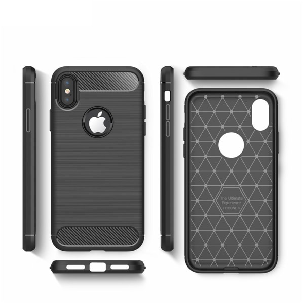 SKALO iPhone X/XS Armor Carbon Iskunkestävä TPU suojakuori - Val Red