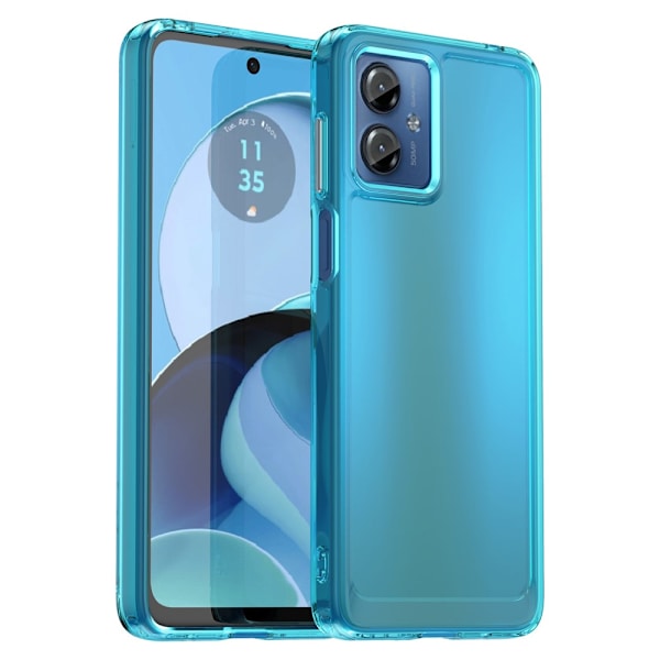 SKALO Motorola Moto G14 Transparent TPU Metal Buttons Cover - Turkis Turquoise