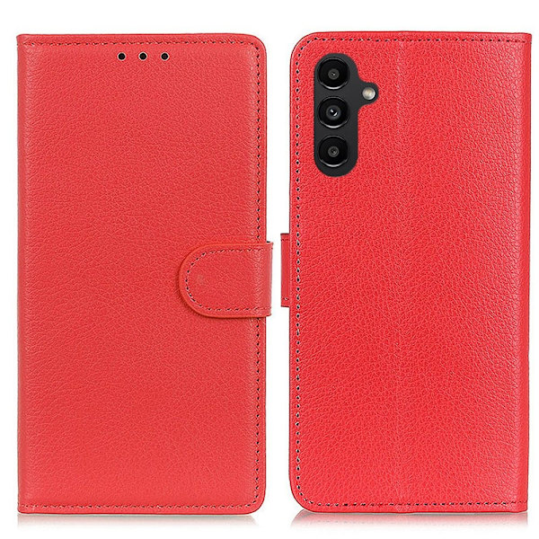 SKALO Samsung A14 4G/5G Litchi Plånboksfodral - Röd Röd