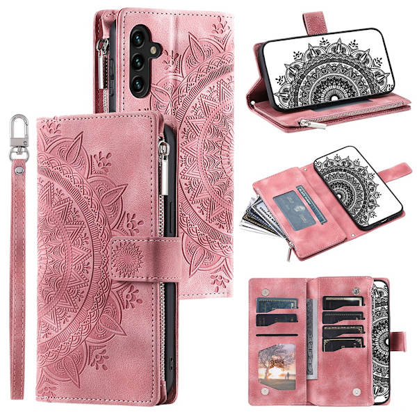 SKALO Samsung A34 5G Big Wallet Mandala Plånboksfodral - Roséguld Rosa guld