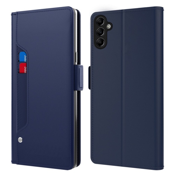 SKALO Samsung A14 4G/5G Kortholder Mirror Flip Cover - Blå Blue
