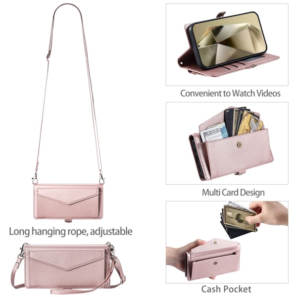 SKALO Samsung A16 PU-Läder Envelope Plånboksfodral - Roséguld Rosa guld