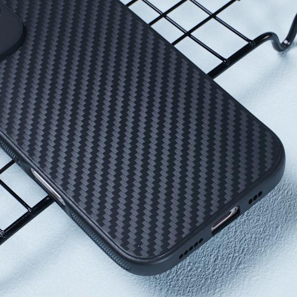SKALO iPhone 16 Carbon Fiber TPU-suojakuori - Musta Black