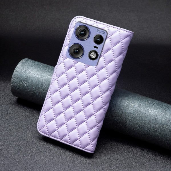 SKALO Motorola Edge 50 Pro 5G BINFEN COLOR Quiltat Plånbok - Lila Lila