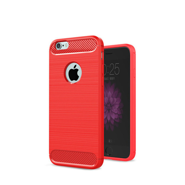 SKALO iPhone 6/6S Armor Carbon Iskunkestävä TPU suojakuori - Valitse väri Red