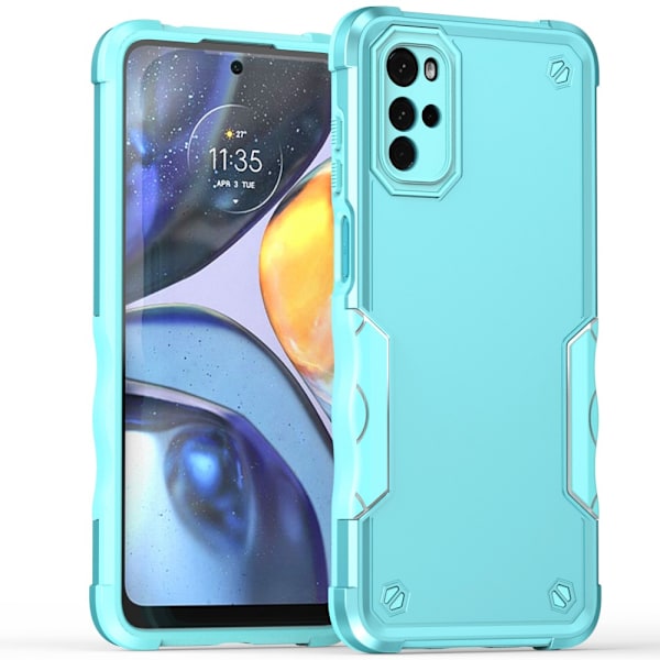 SKALO Motorola Moto G22 Shockproof Armor Hybrid Cover - Turkis Turquoise