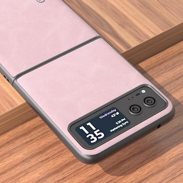 SKALO Motorola Razr 40 5G ABEEL PU-Läder Fold Skal - Rosa Rosa