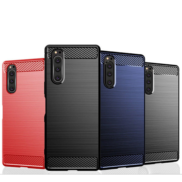 SKALO Sony Xperia 5 Armor Carbon Stöttåligt TPU-skal - Fler färger Röd