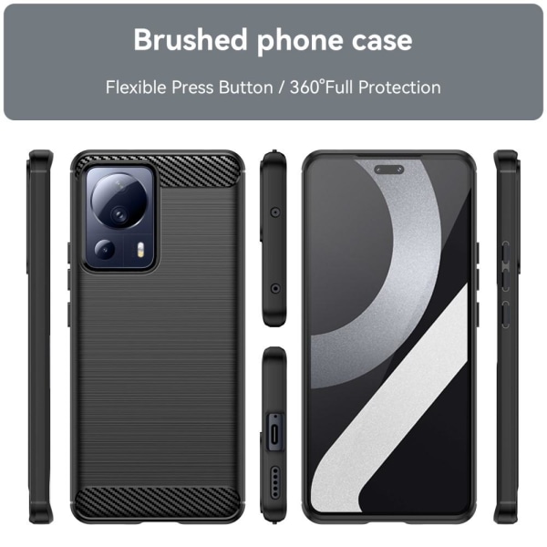 SKALO Xiaomi 13 Lite Armor Carbon Iskunkestävä TPU suojakuori - Valitse väri Black