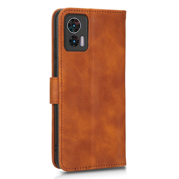 SKALO Motorola Edge 30 Neo 5G Matt PU-Läder Plånboksfodral - Brun Brun