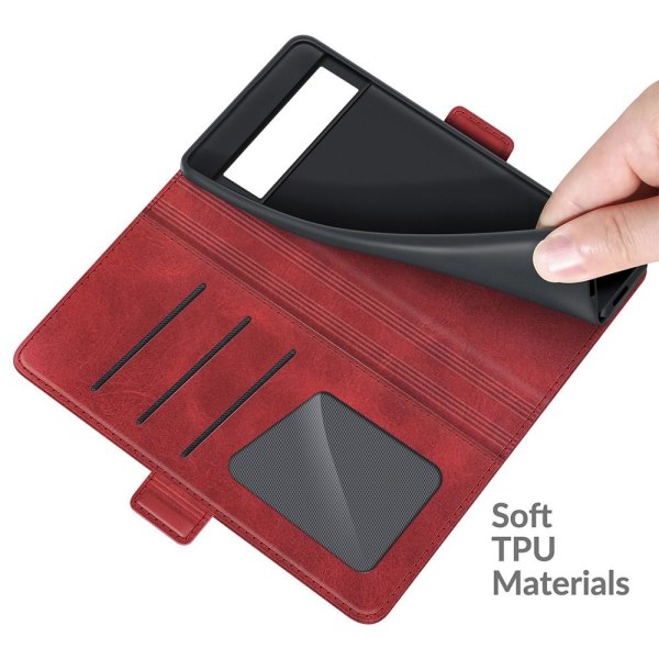 SKALO Google Pixel 6 Premium Wallet Case - Rød Red