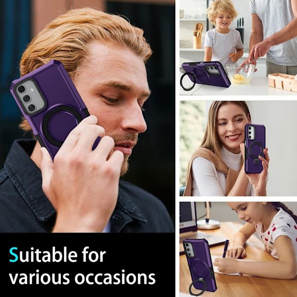 SKALO Samsung A15 5G Armor Hybrid Metallring skal - Mörklila Mörklila
