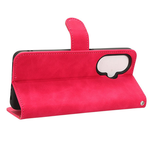 SKALO OnePlus Nord CE 3 Lite 5G Matt PU-Läder Plånboksfodral - Cerise Cerise